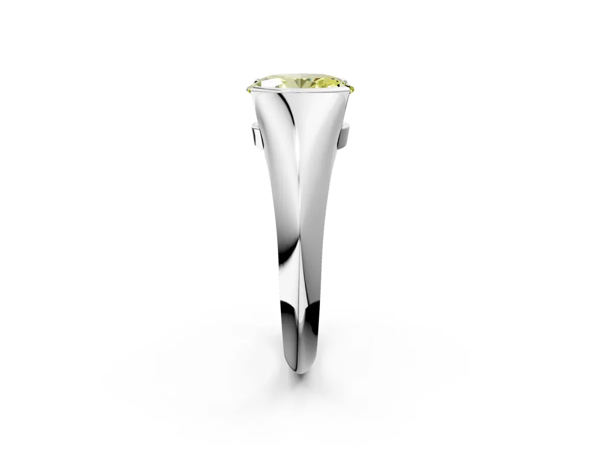 Fancy Yellow Oval Cut Solitaire Tension Set Diamond Ring Platinum