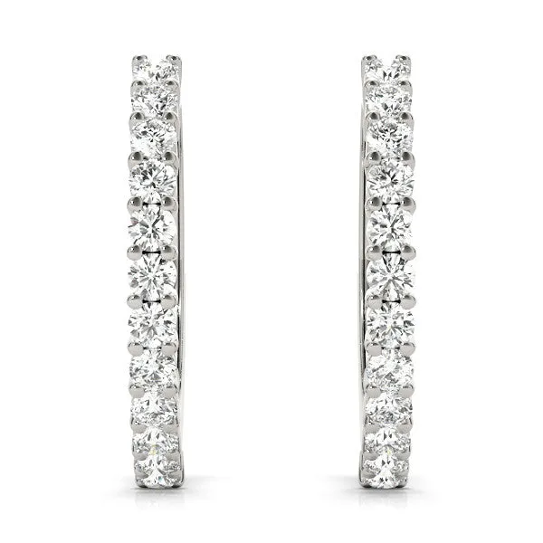 Round Diamond Hoop Earrings with Prong Setting White gold