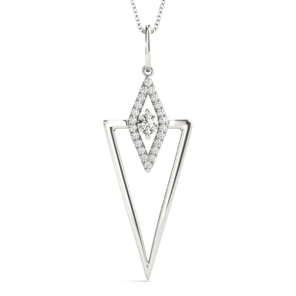 Diamond Marquise Halo Pendant with V-Prong Setting Silver