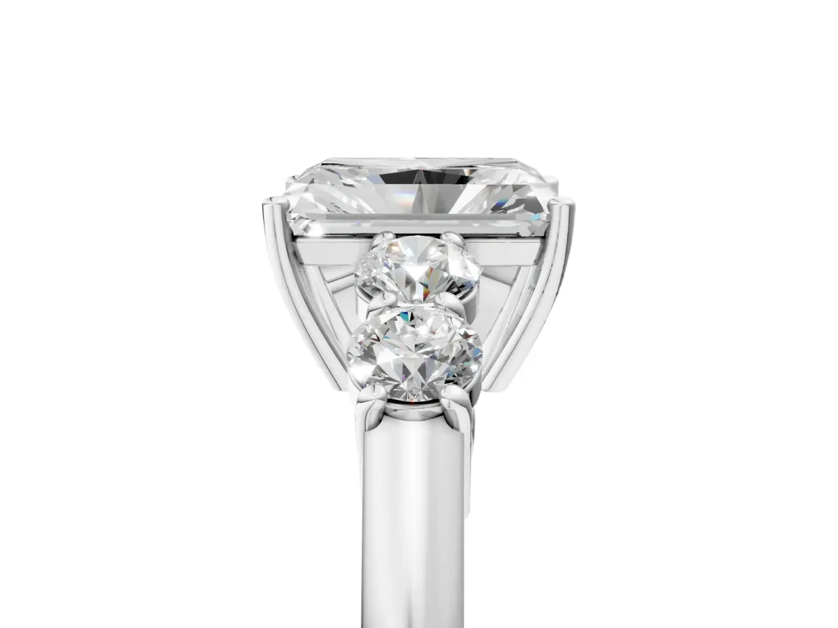 Radiant Cut Cut Diamond Five-Stone Prong Set White Gold Ring Platinum