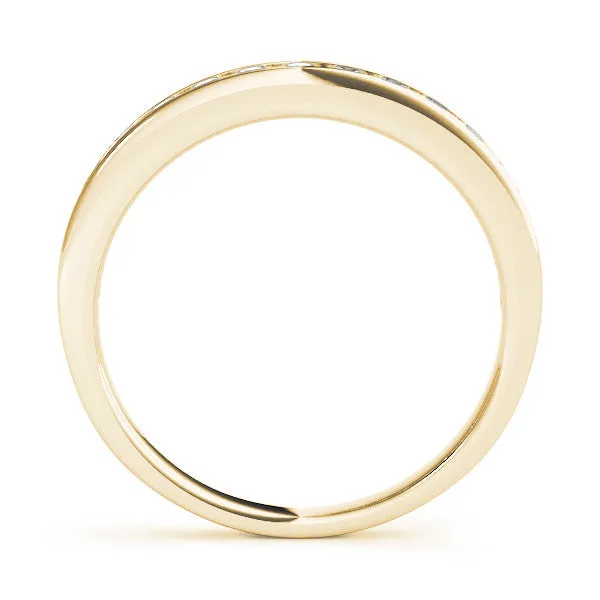 Round Diamond Channel Set White Gold Band Yellow gold