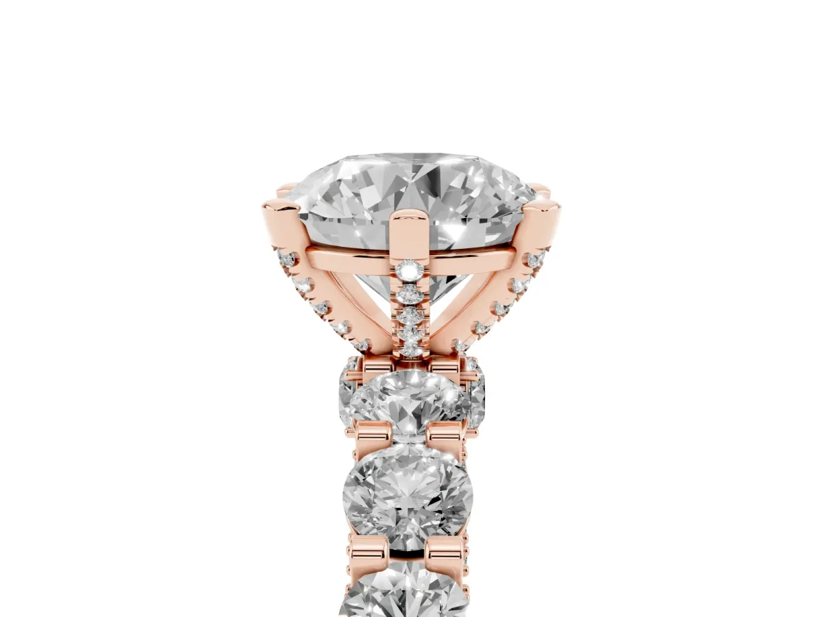 Round Diamond Mens Ring with Graduated Side Stones Rose gold