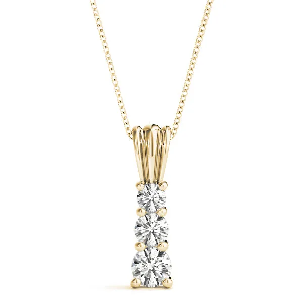 Four-Stone Round Prong-Set Diamond Pendant Yellow gold