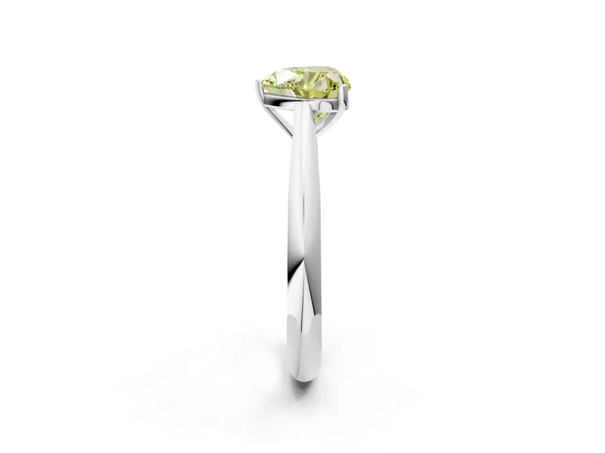 Fancy Yellow Heart Cut Diamond Solitaire Engagement Ring with Cathedral Setting and Four-Prong Mount Silver
