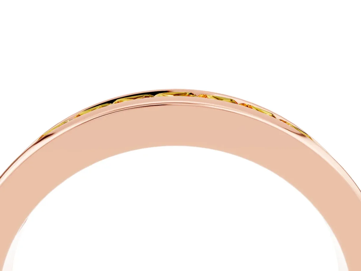 Channel Set Princess Cut Citrine Eternity Band Rose gold