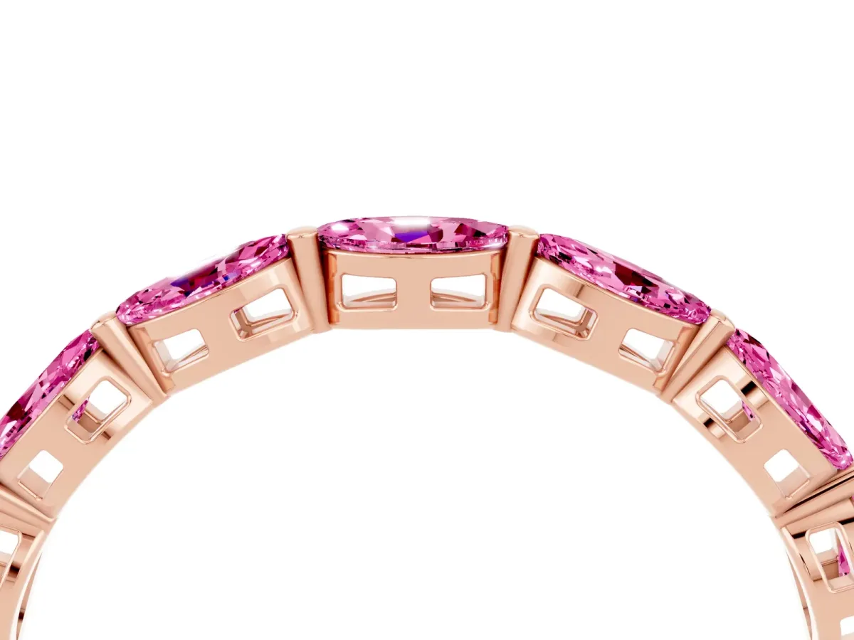 Marquise Pink Sapphire Eternity Band with U-Prong Setting Rose gold