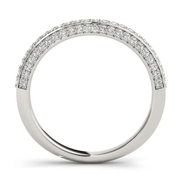 Double Row Round Diamond Pavé Curved Band White gold