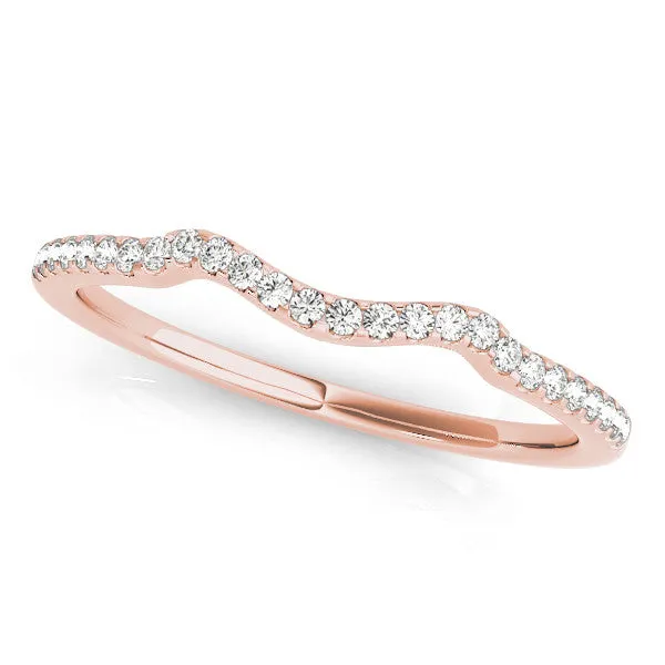 Pavé Round Diamond Curved Band with Micro Prong Setting Rose gold