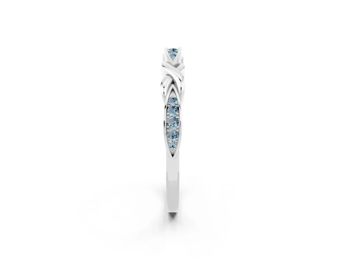 Twisted Marquise Aquamarine Pavé Band with Shared Prong Setting Silver