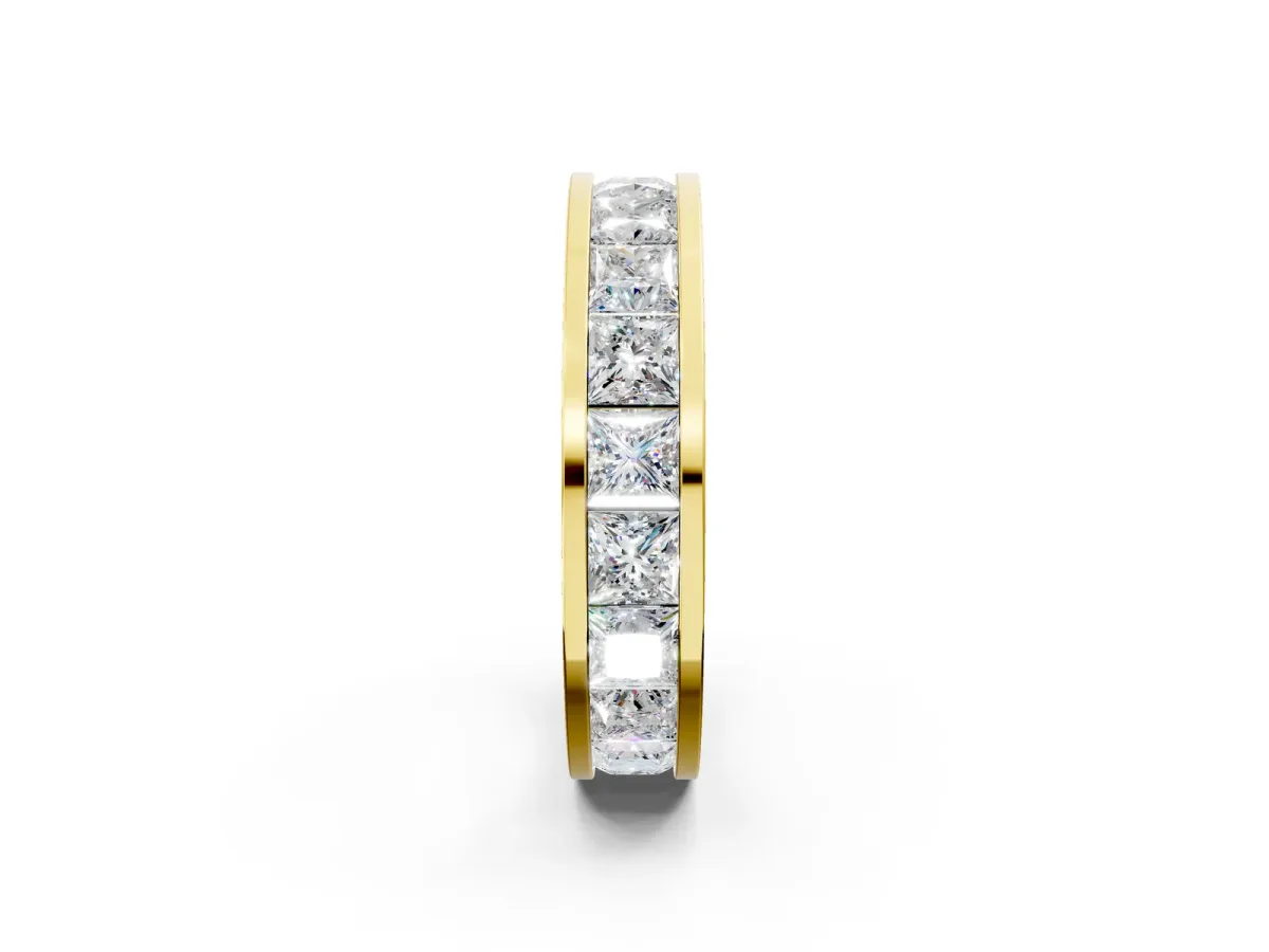 Princess Cut Eternity Band with Channel Set Yellow gold