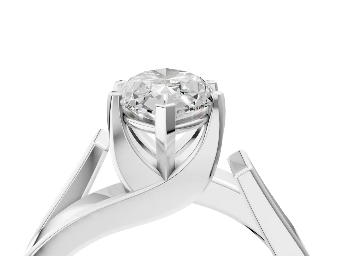 Modern Tension Set Marquise Cut Diamond Solitaire Wide Band Ring Platinum
