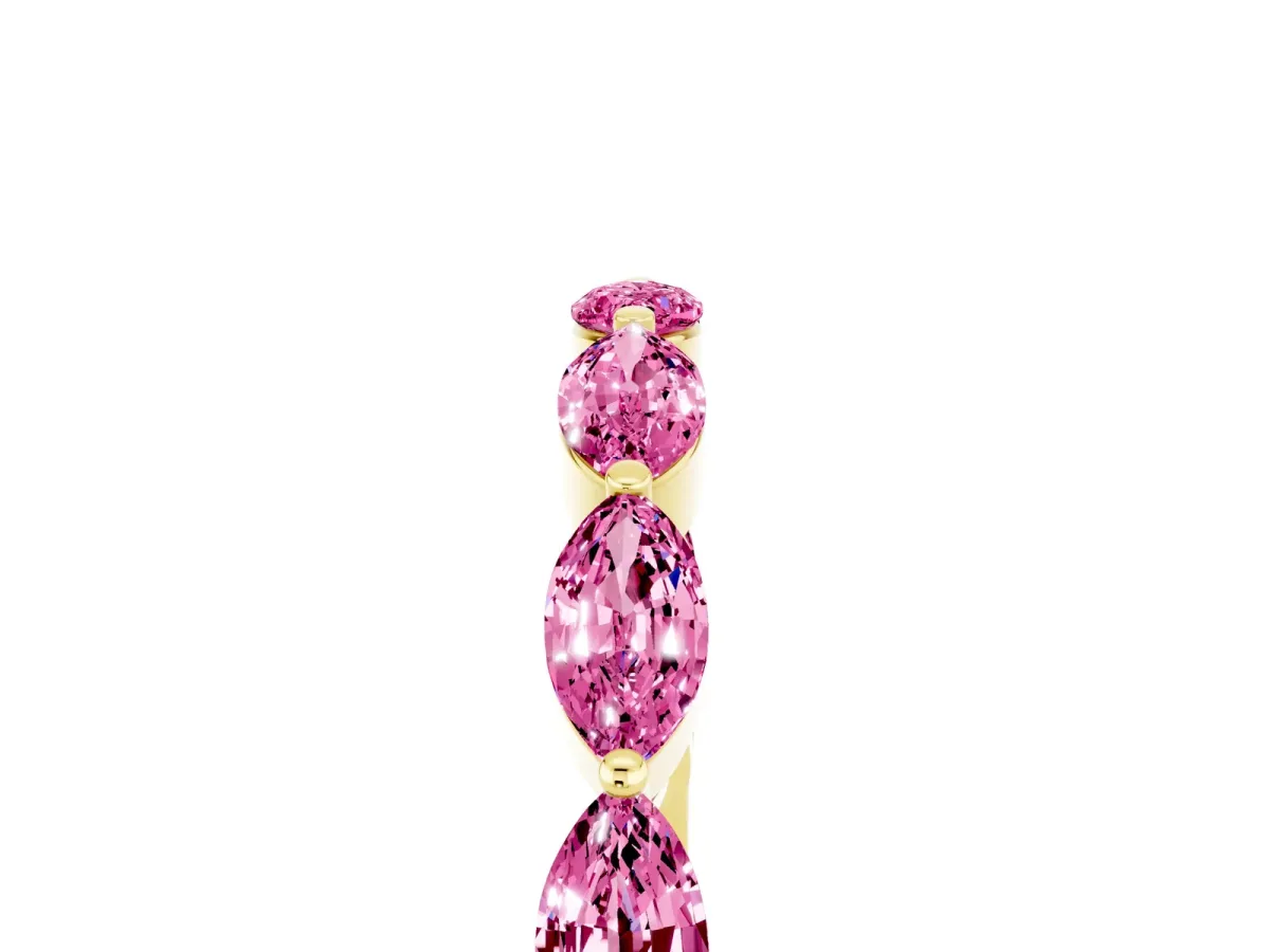 Marquise Pink Sapphire Half Eternity Band with Prong Setting Yellow gold