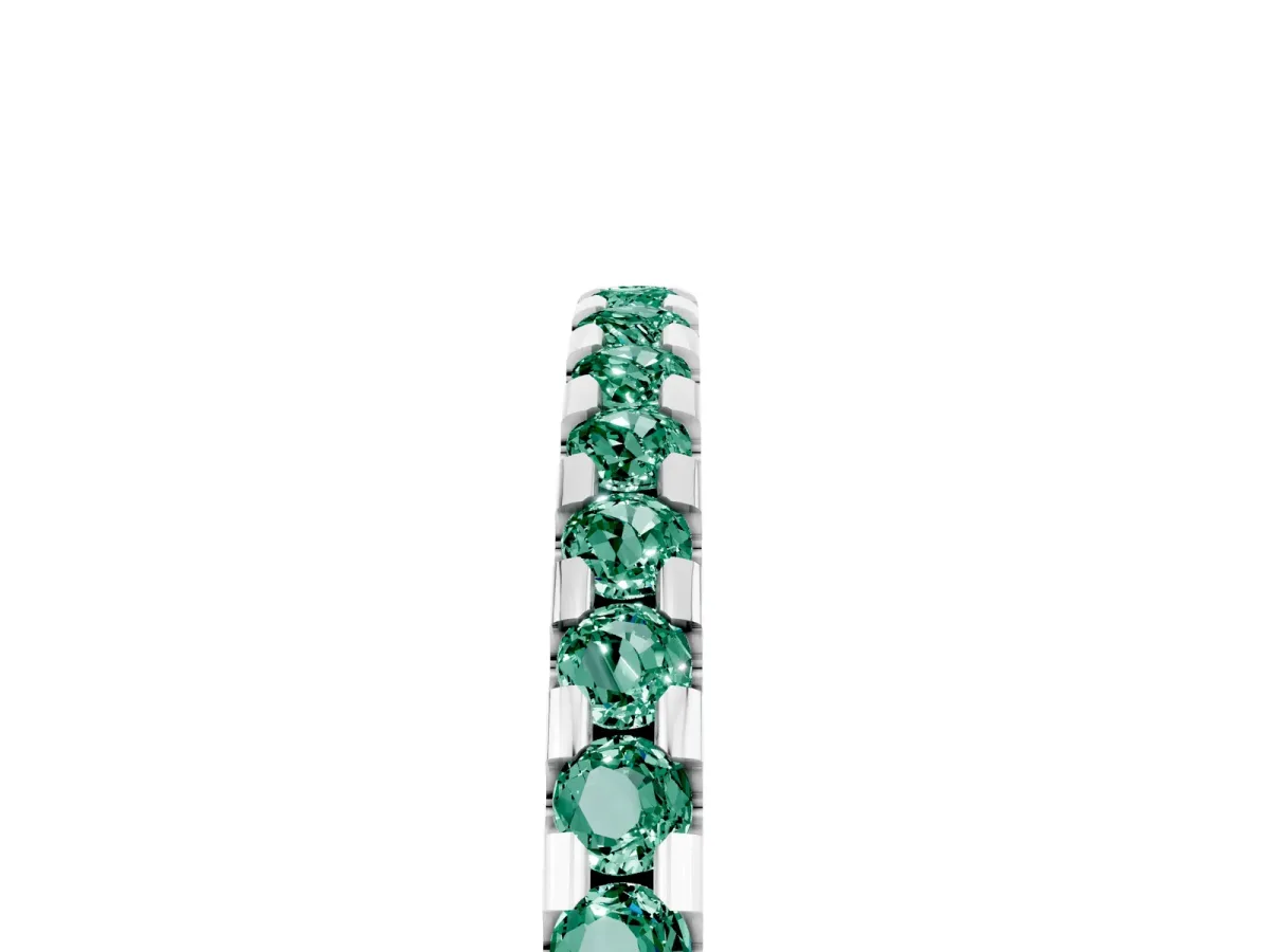 Round Green Sapphire Pavé Set Eternity Band with Micro Prong Setting Platinum