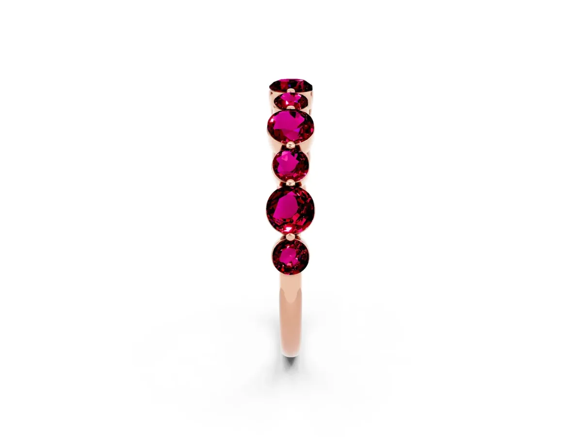 Round Garnet Scalloped Prong Set Eternity Band Rose gold