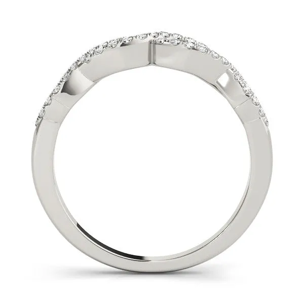 Infinity Twist Diamond Pavé Band with Round Stones and Prong Setting Silver