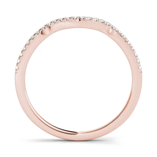 Pavé Round Diamond Curved Band with Micro Prong Setting Rose gold