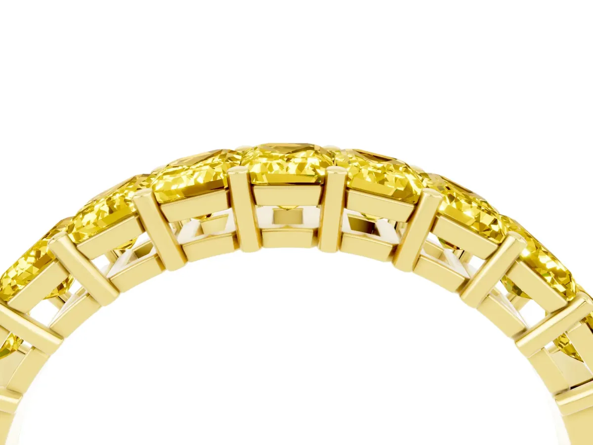 Emerald Cut Yellow Sapphire Prong-Set Eternity Band Yellow gold