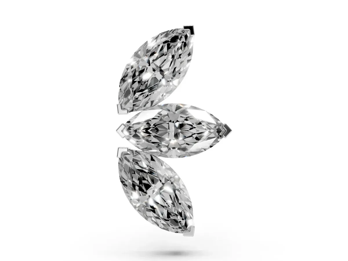 Marquise Diamond Trio Flatback Earring Platinum