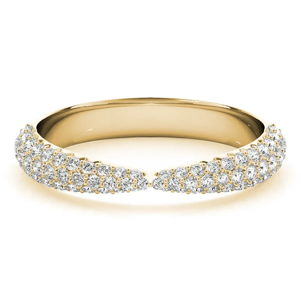 Pavé Round Diamond Twist Band with Micro Prong Setting Yellow gold