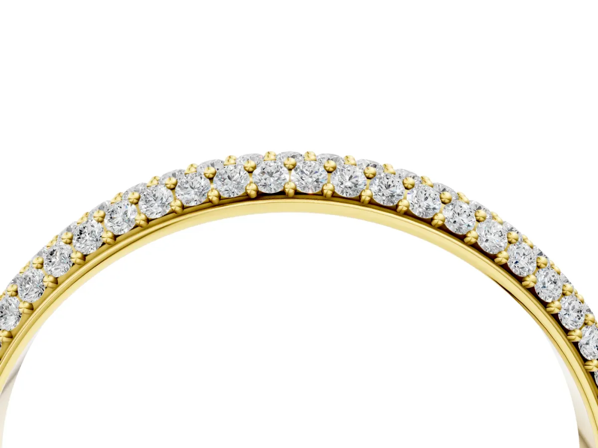 Three-Row Round Diamond Pavé Eternity Band Yellow gold