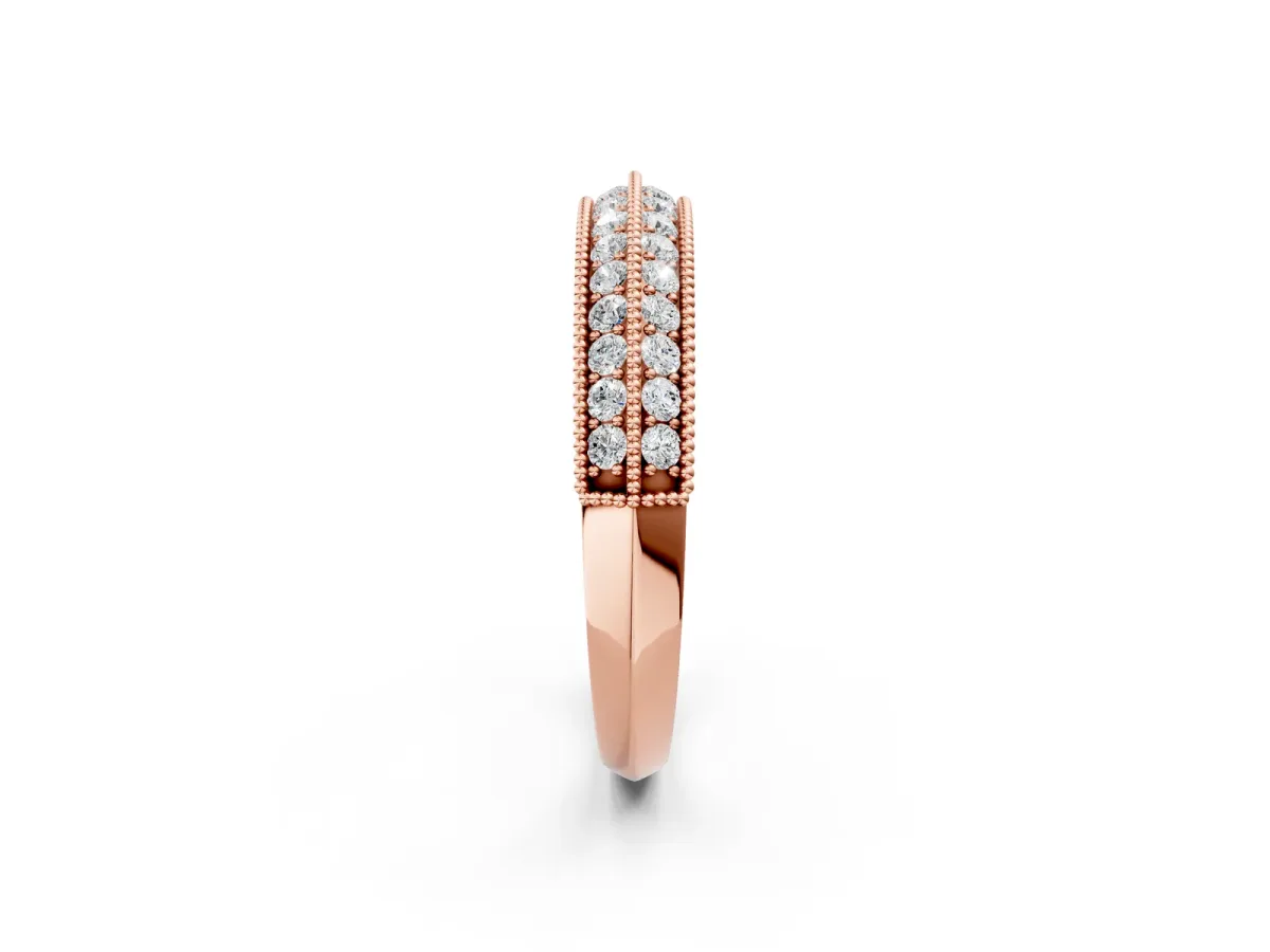 Pavé Round Diamond Milgrain Eternity Band Rose gold