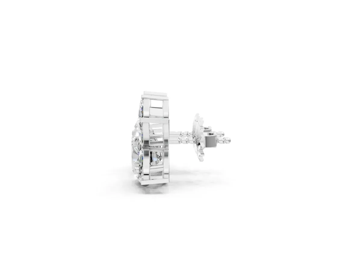 Pear Diamond Fan Stud Earrings with Marquise Lab Grown Diamond Accents Silver