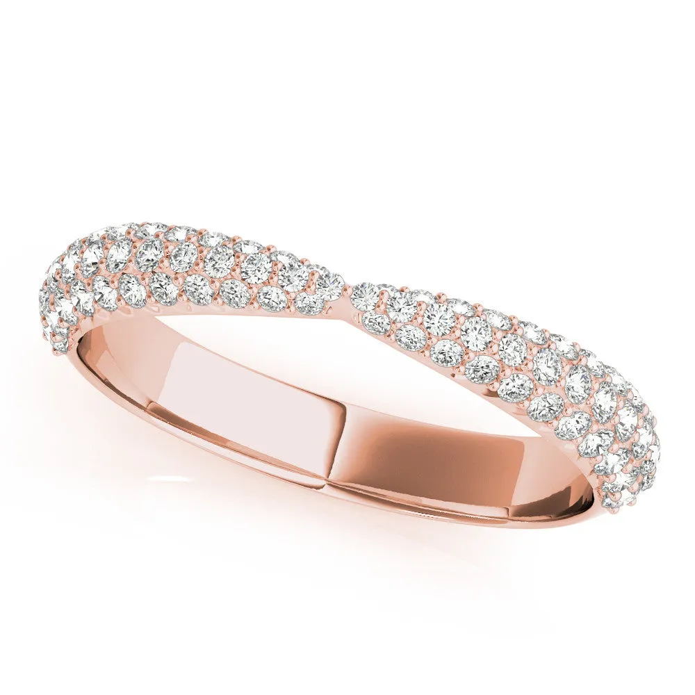 Pavé Round Diamond Twist Band with Micro Prong Setting Rose gold