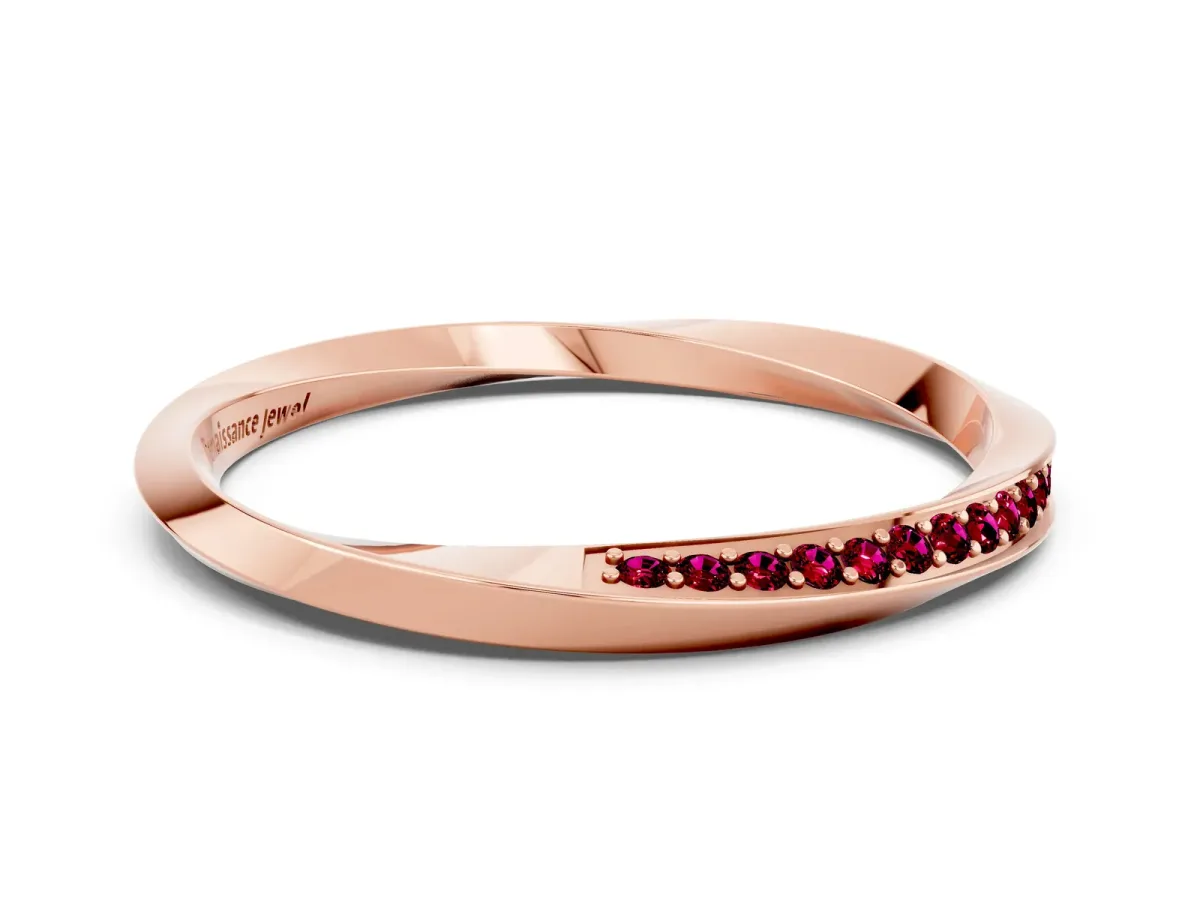 Pavé Round Garnet Twist Band Rose gold