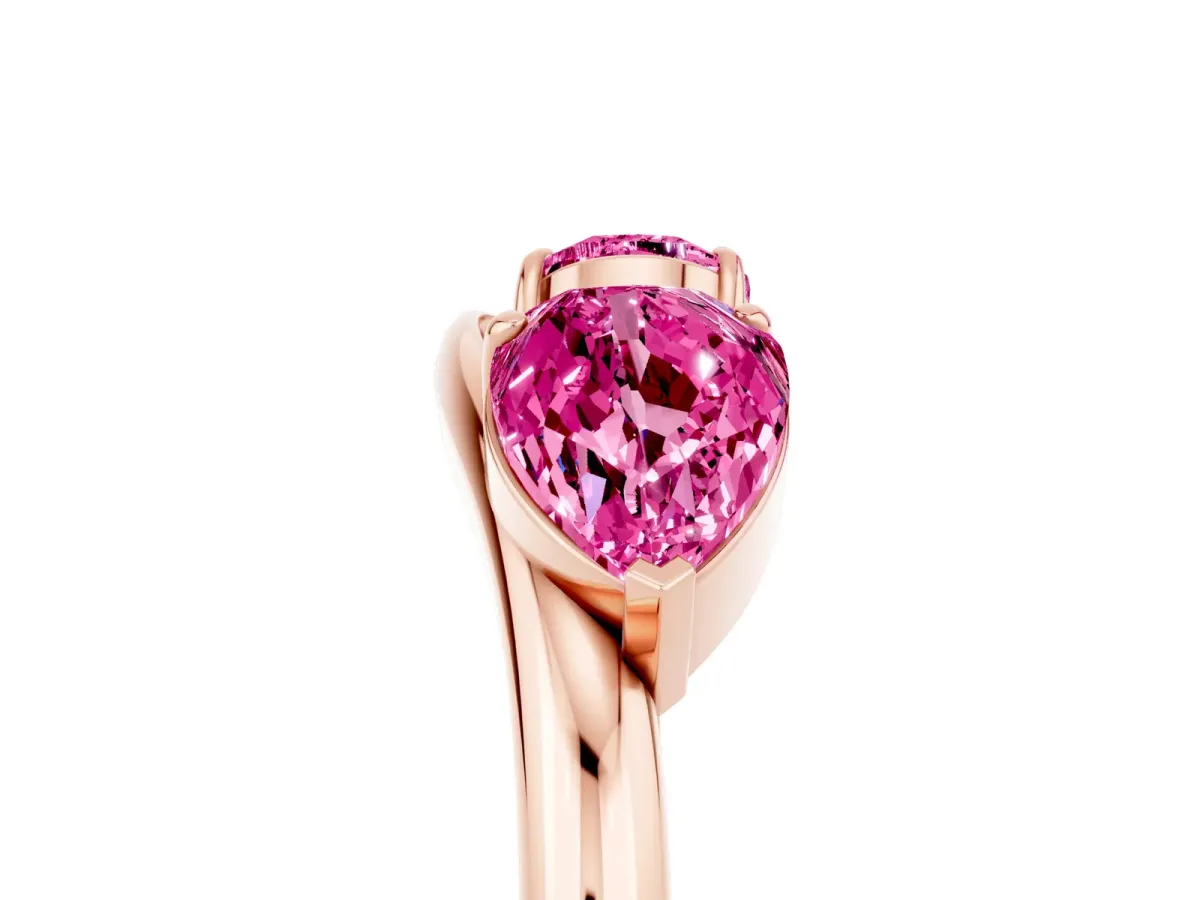 Two-Stone Pear Pink Sapphire Bypass Ring with Prong Setting Rose gold