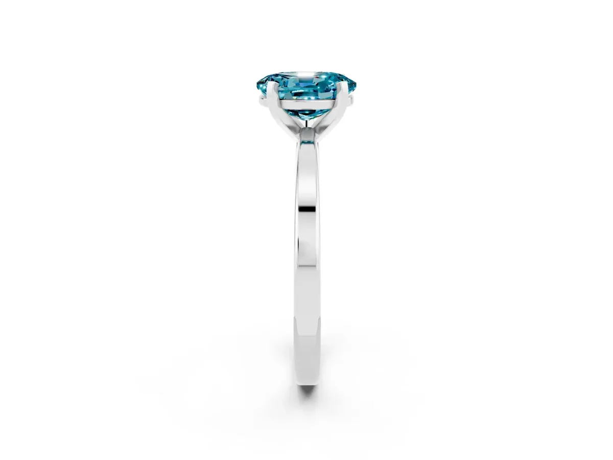 Oval Cut Blue Topaz Solitaire Engagement Ring with Classic Band and Four-Prong Setting Silver