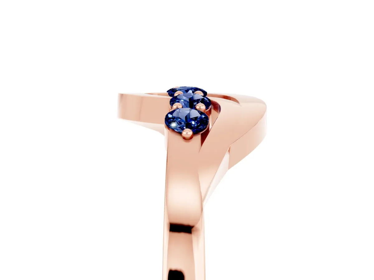 Five-Stone Round Blue Sapphire Crossover Band with Prong Setting Rose gold
