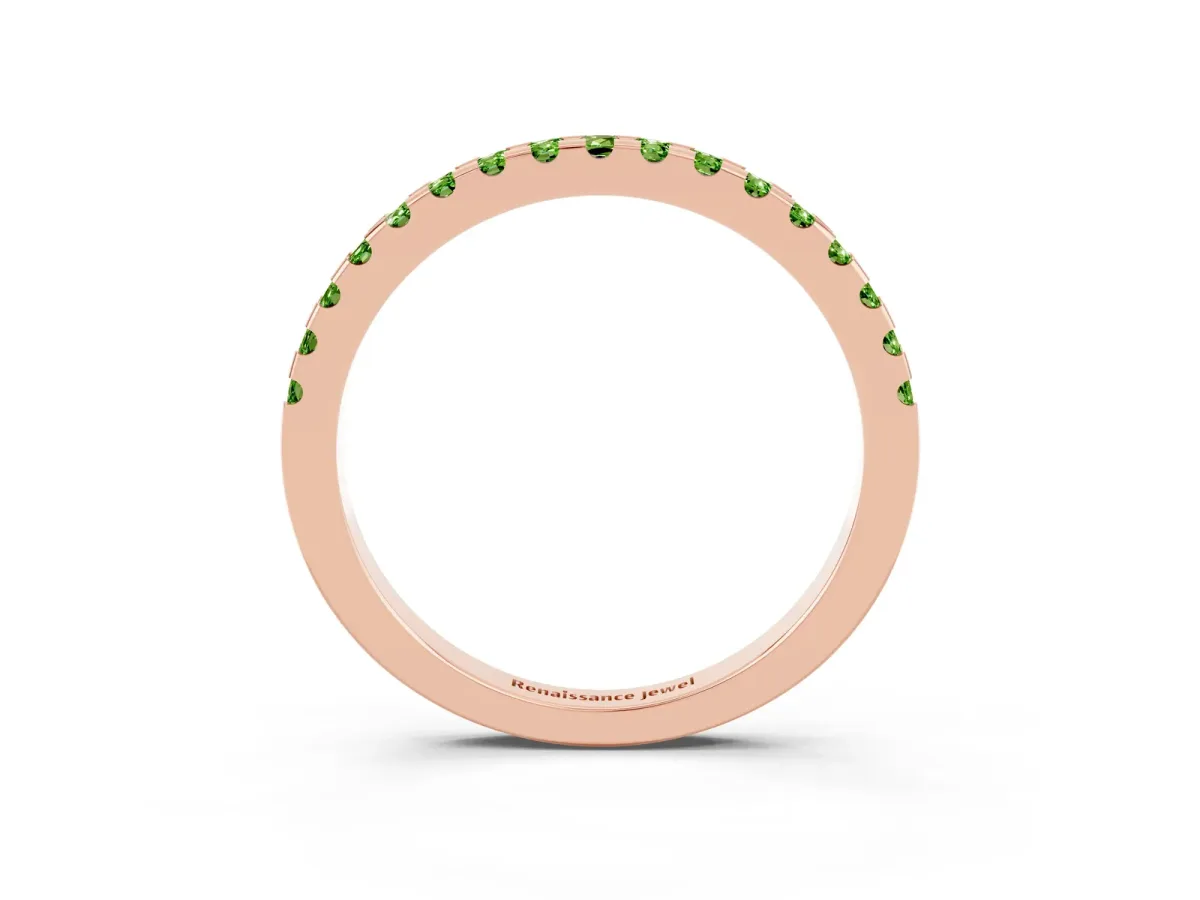 Round Peridot Pavé Set Eternity Band with Micro Prong Setting Rose gold