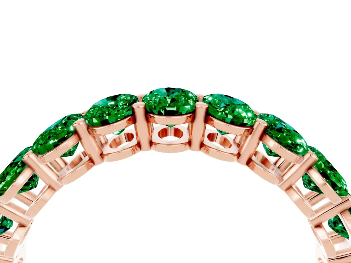 Oval Cut Emerald Eternity Band with Shared Prong Setting Rose gold