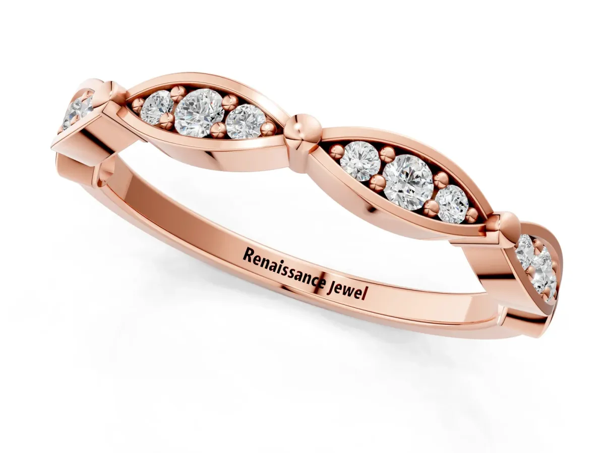 Marquise Diamond Pavé Eternity Band with Bezel Setting Rose gold