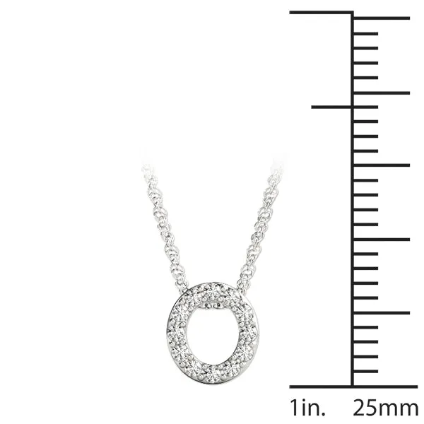 Round Pavé Diamond Circle Pendant White gold