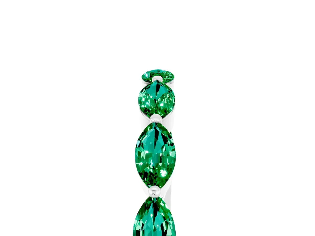 Marquise Emerald Half Eternity Band with Prong Setting Platinum