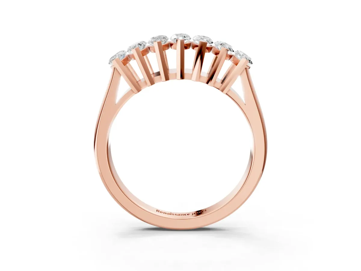 Marquise Diamond Prong Set White Gold Curved Band Rose gold