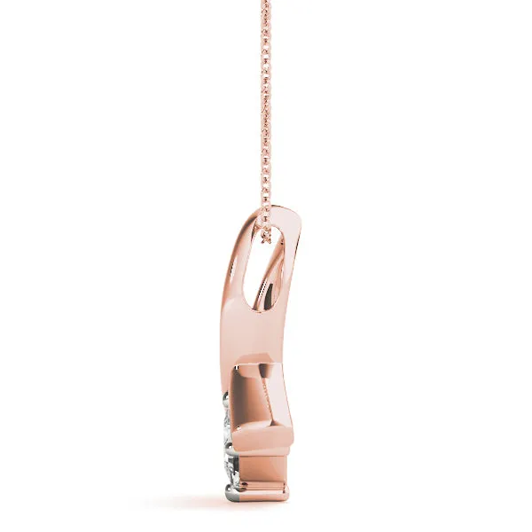 Princess Cut Solitaire Pendant with Twist Prong Setting Rose gold