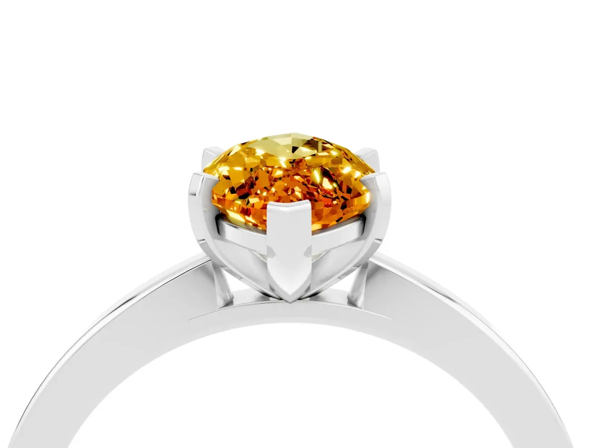Marquise Cut Citrine Solitaire Engagement Ring with Classic Band and Four-Prong Setting Silver