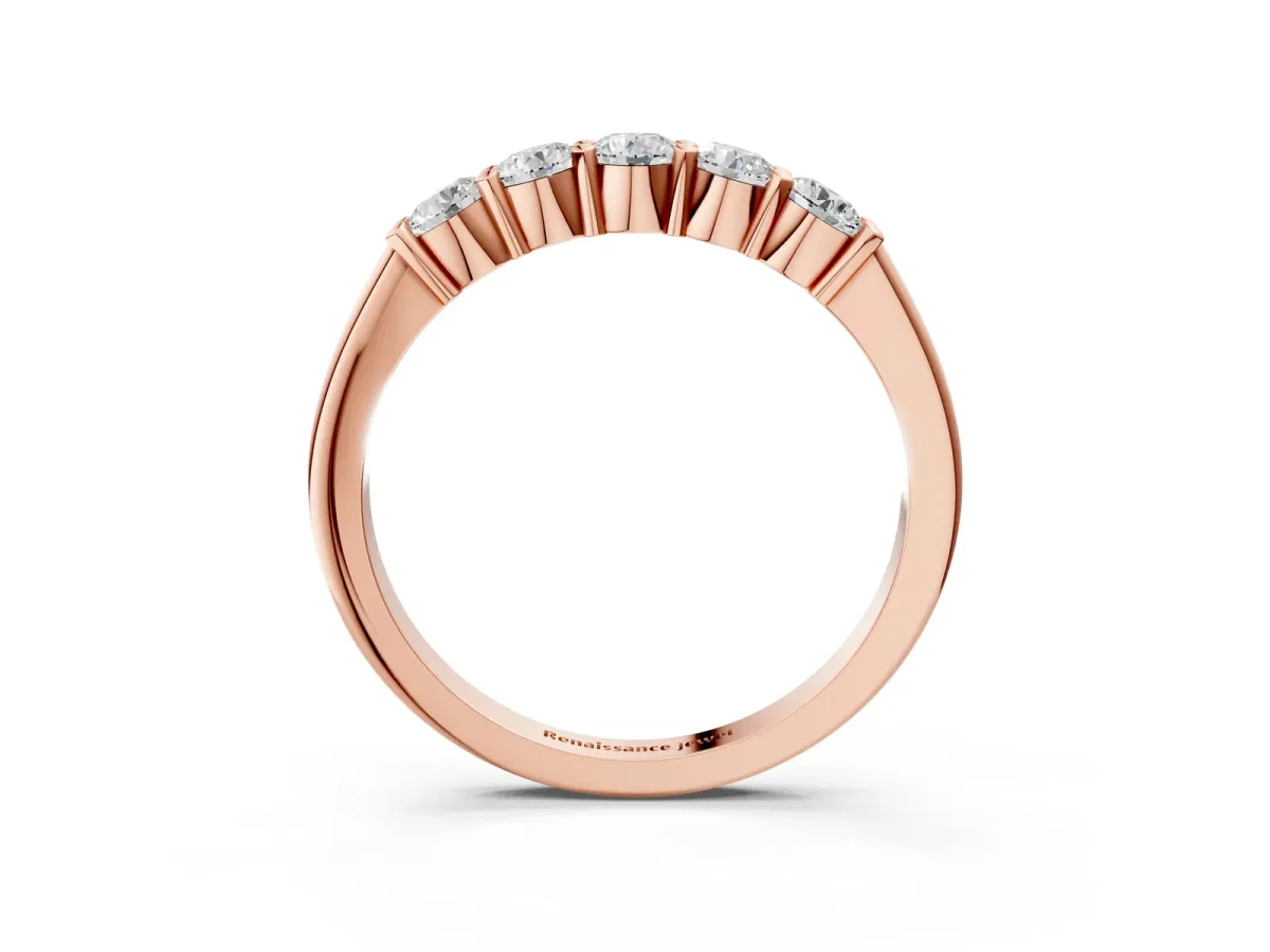 Round Cut Diamond Prong Set Half-Eternity Band Rose gold
