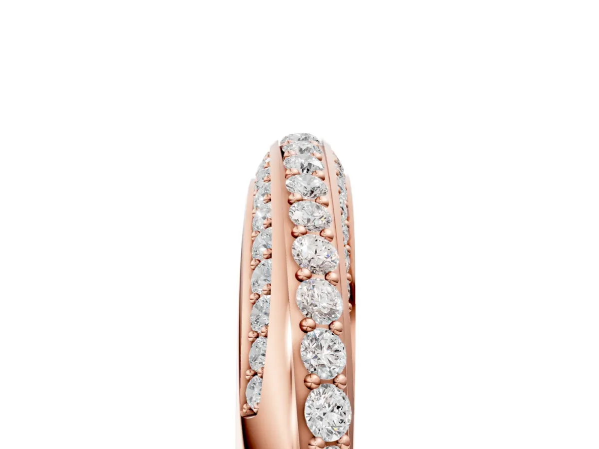 Double Row Pavé Round Diamond Channel Set Band Rose gold