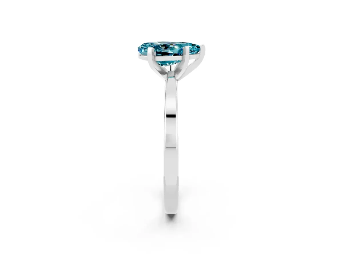 Pear Cut Blue Topaz Solitaire Engagement Ring with Classic Band and Four-Prong Setting Silver