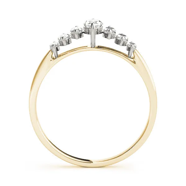 Marquise Diamond Prong Set White Gold Band Yellow gold