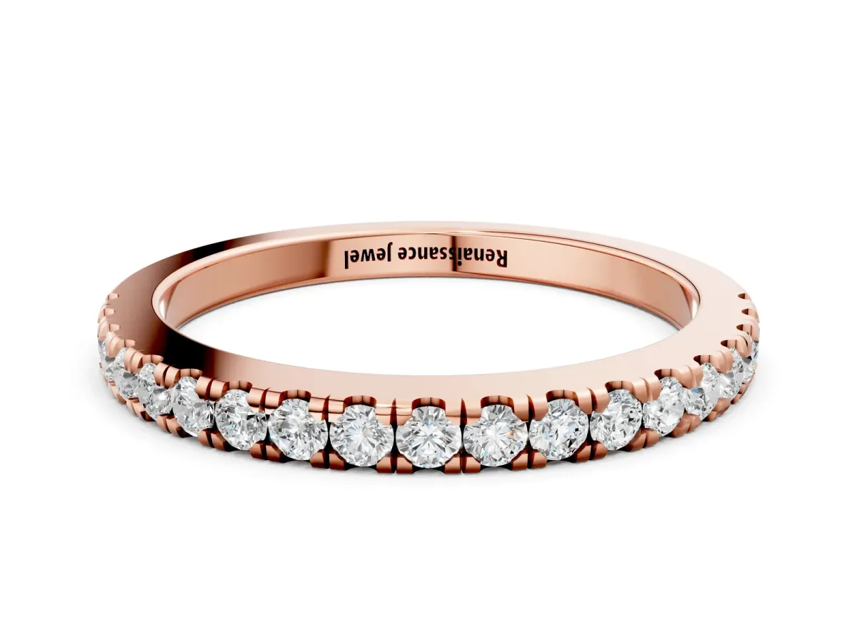 Round Diamond Pavé Eternity Band with U-Prong Setting Rose gold