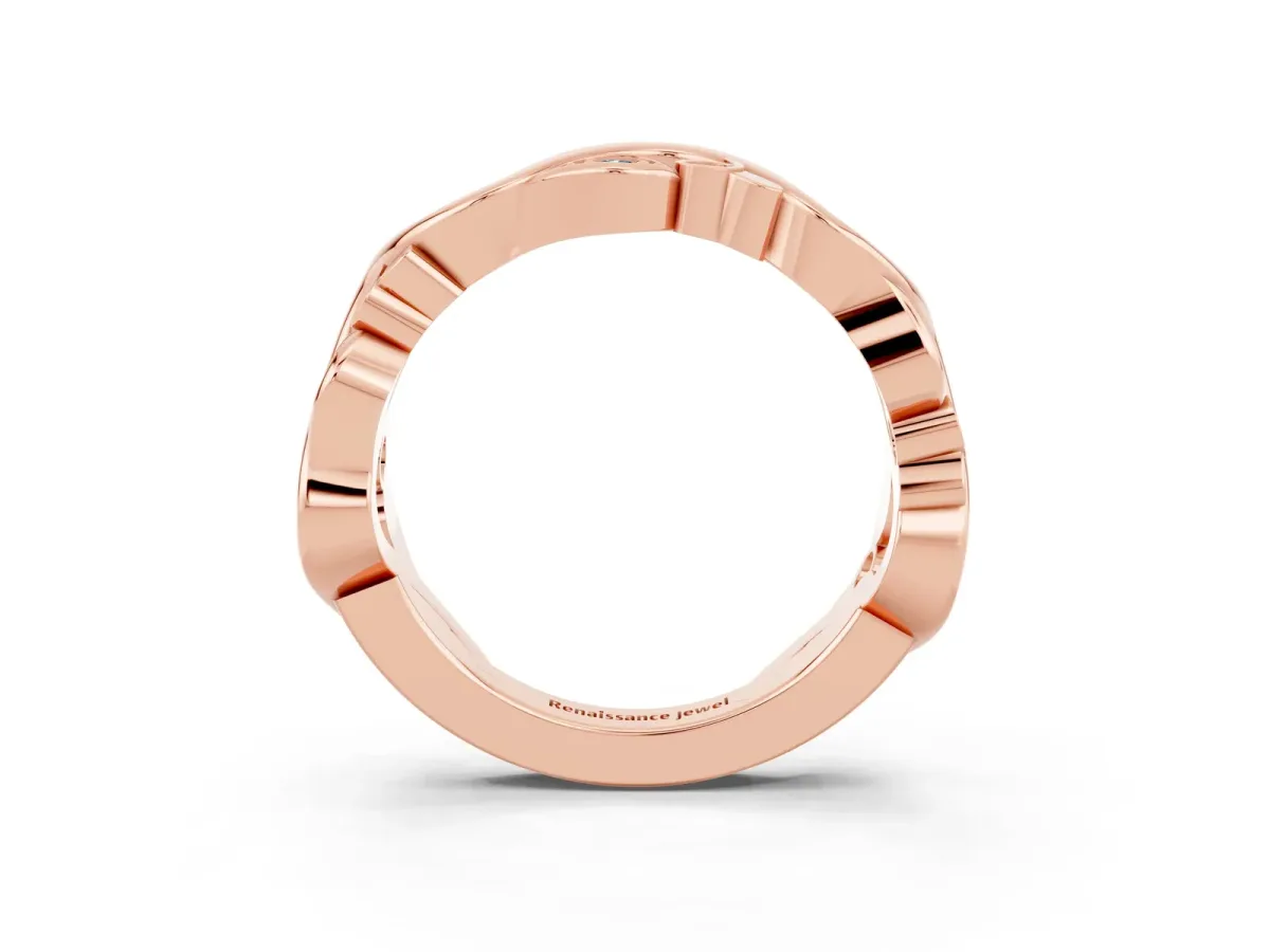 Marquise Blue Topaz Vine Eternity Band with Bezel Setting Rose gold