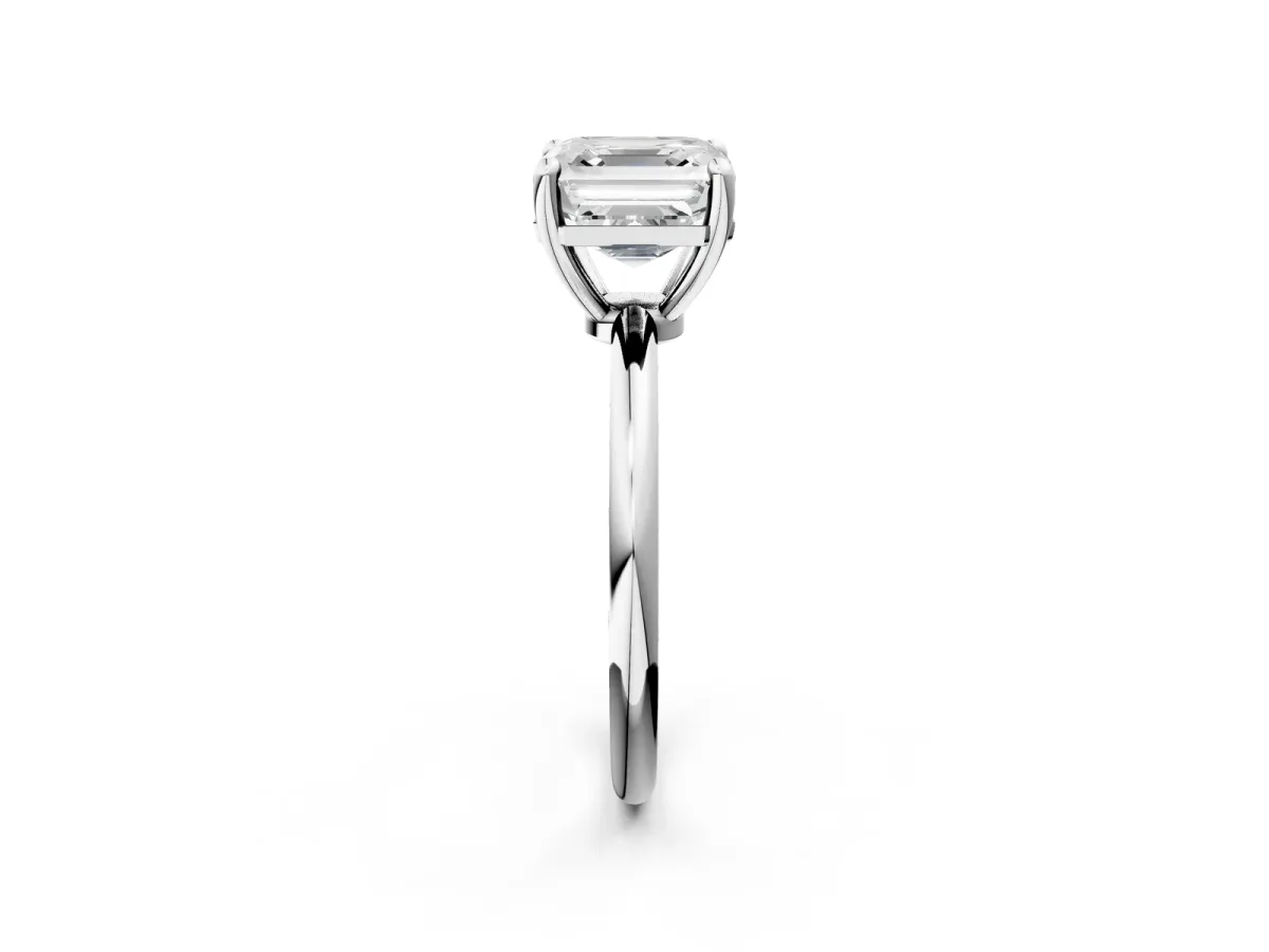 Asscher Cut Solitaire Diamond Ring with 4-Prong Setting on a Classic Band White gold