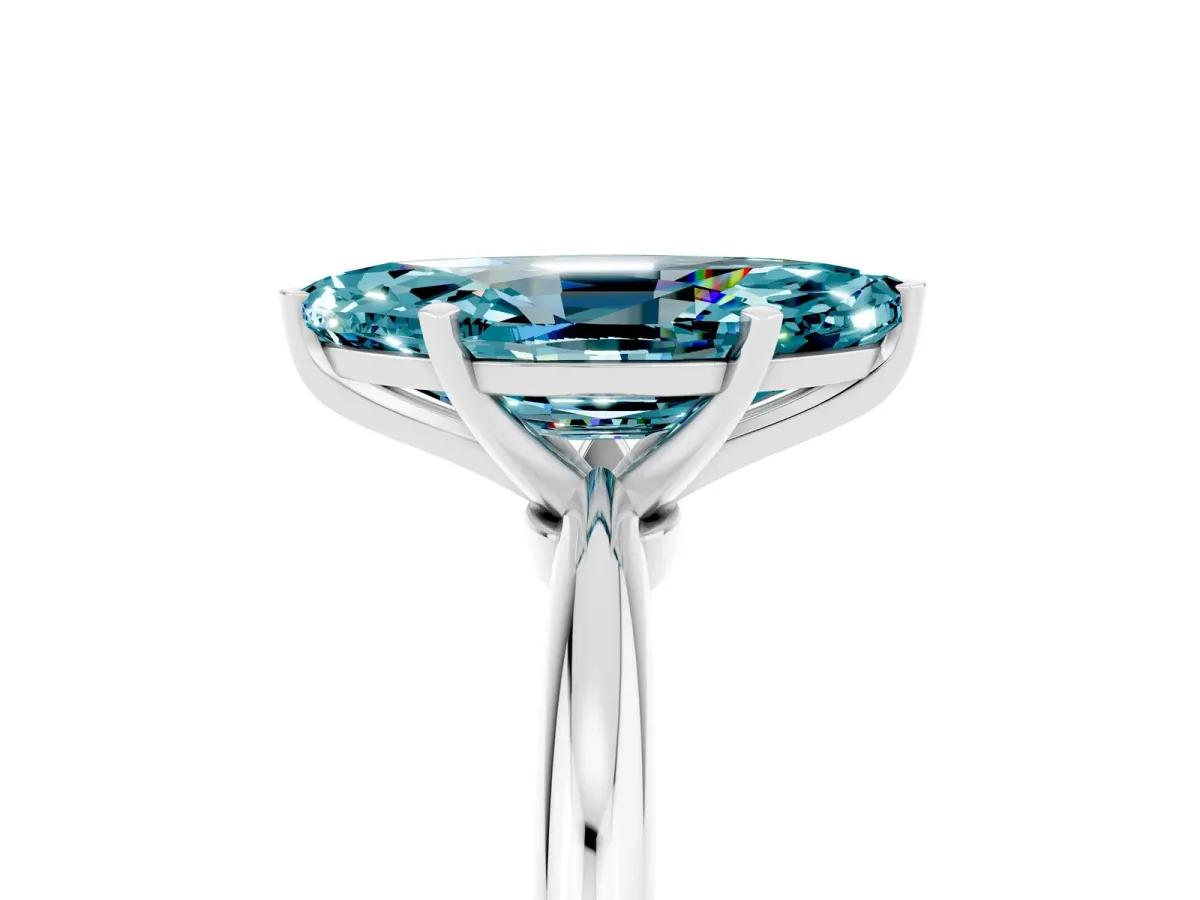 Marquise Cut Blue Topaz Solitaire Ring with Six-Prong Setting and Classic Band Silver