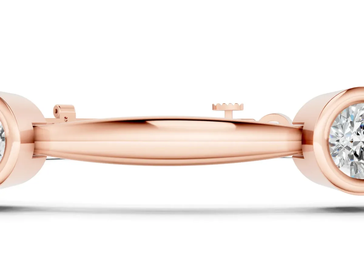 Bezel Set Round Diamond Link Bracelet with Box Clasp Rose gold