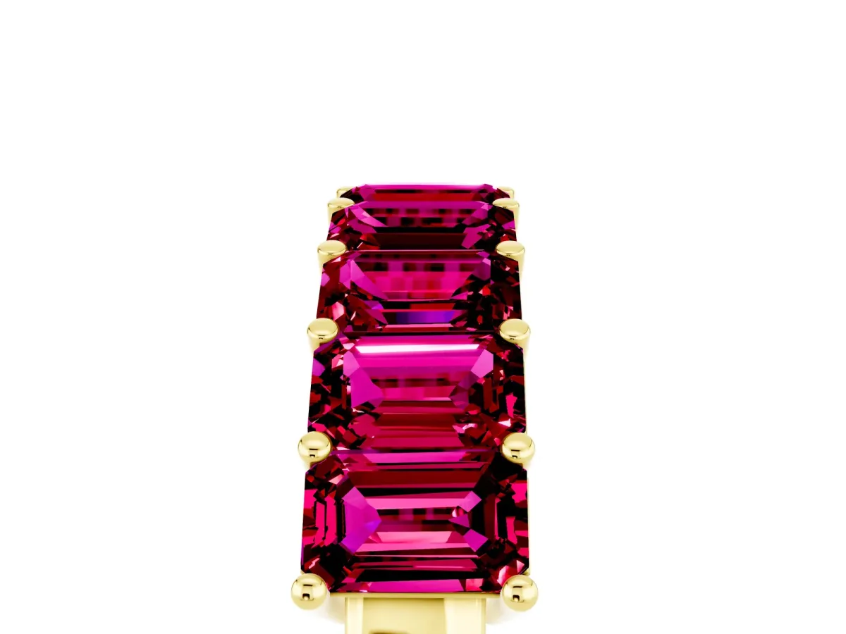 Emerald Cut Garnet Prong-Set Eternity Band Yellow gold