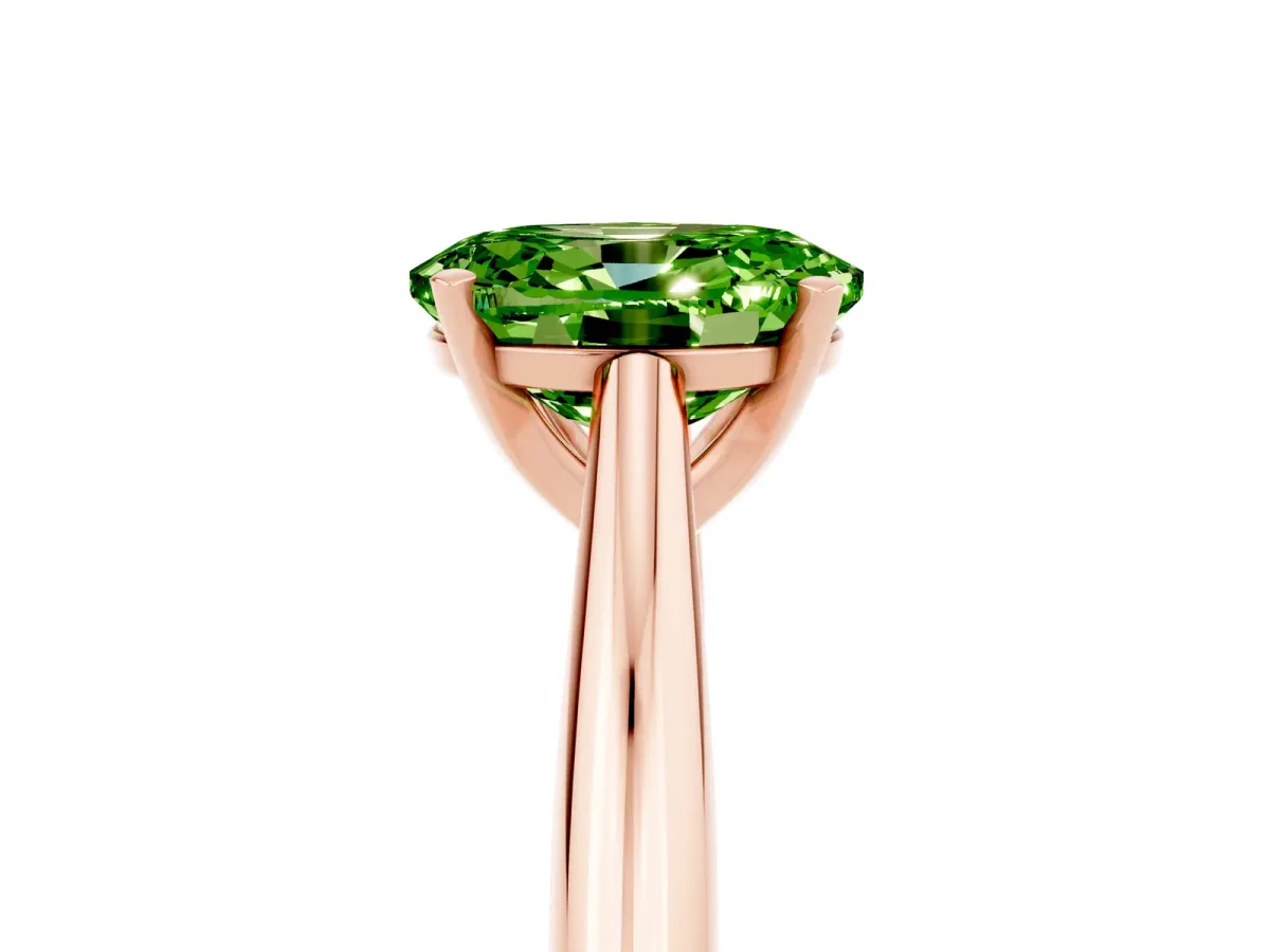 Oval Cut Peridot Solitaire Engagement Ring with Cathedral Setting and Four-Prong Mount Rose gold